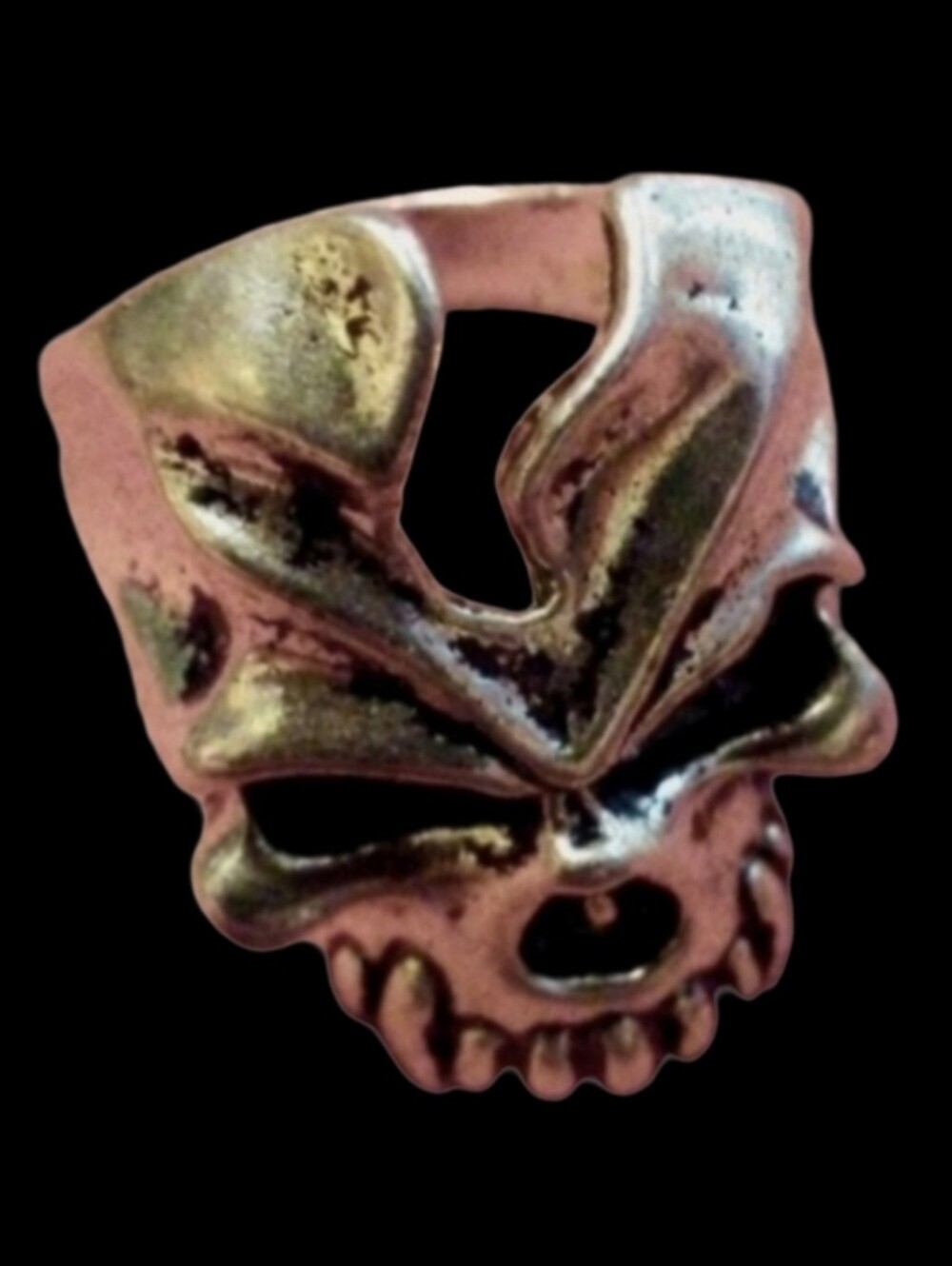 Cracked Skull Ring Heavy Metal Silver Fangs Teeth Goth Biker 3D Broken Skulls 10